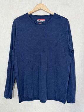Karbon Men’s Merino Wool Longsleeve Shirt Crew Neck Base Layer Outdoor Blue XL